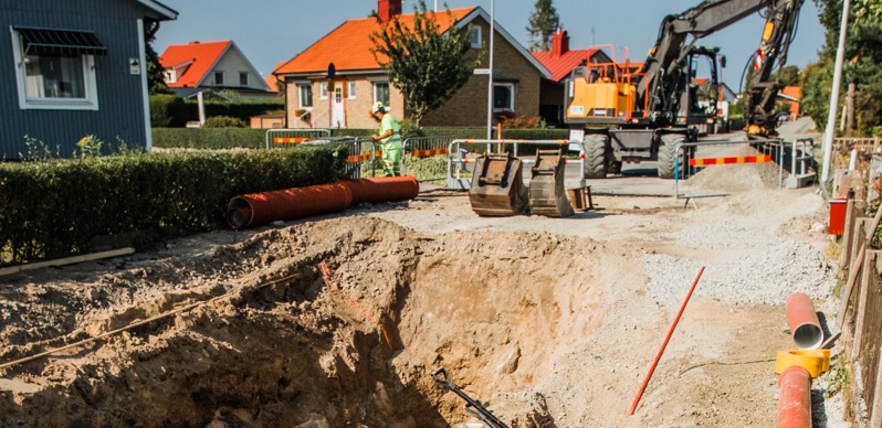 Arbetet försätter på Krogstorpsgatan